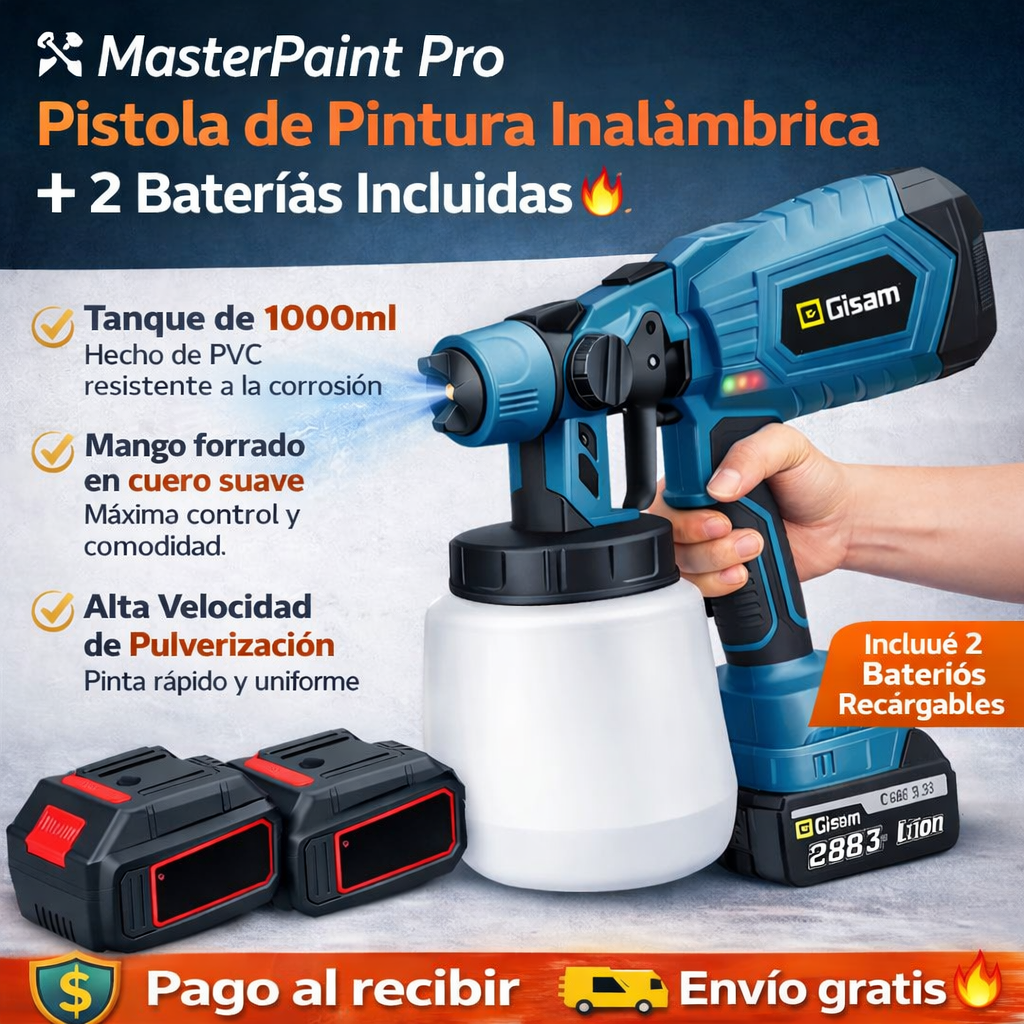 MasterPaint Pro – Pinta sin esfuerzo en minutos + 2 baterías incluidas | Últimas unidades -50%