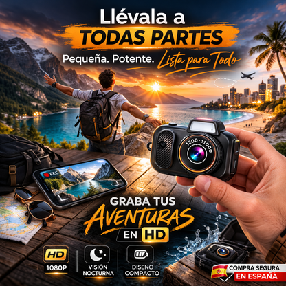 🎬MiniCam Pro X™ – Cámara Portátil HD | Tecnología Compacta + Grabación 1080P ⚡