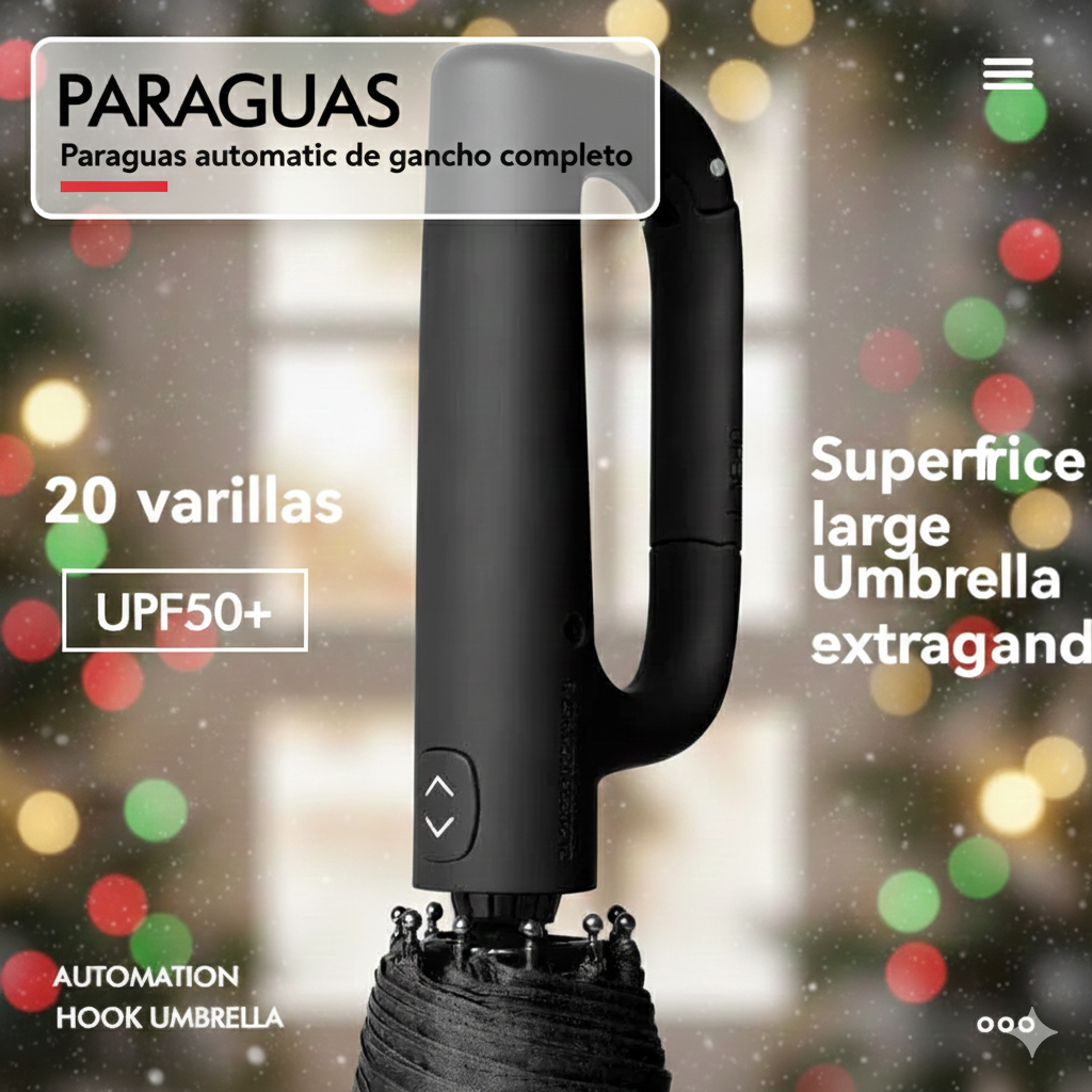 Paraguas Automático Reforzado de 20 Varillas – Extra Grande y Plegable
