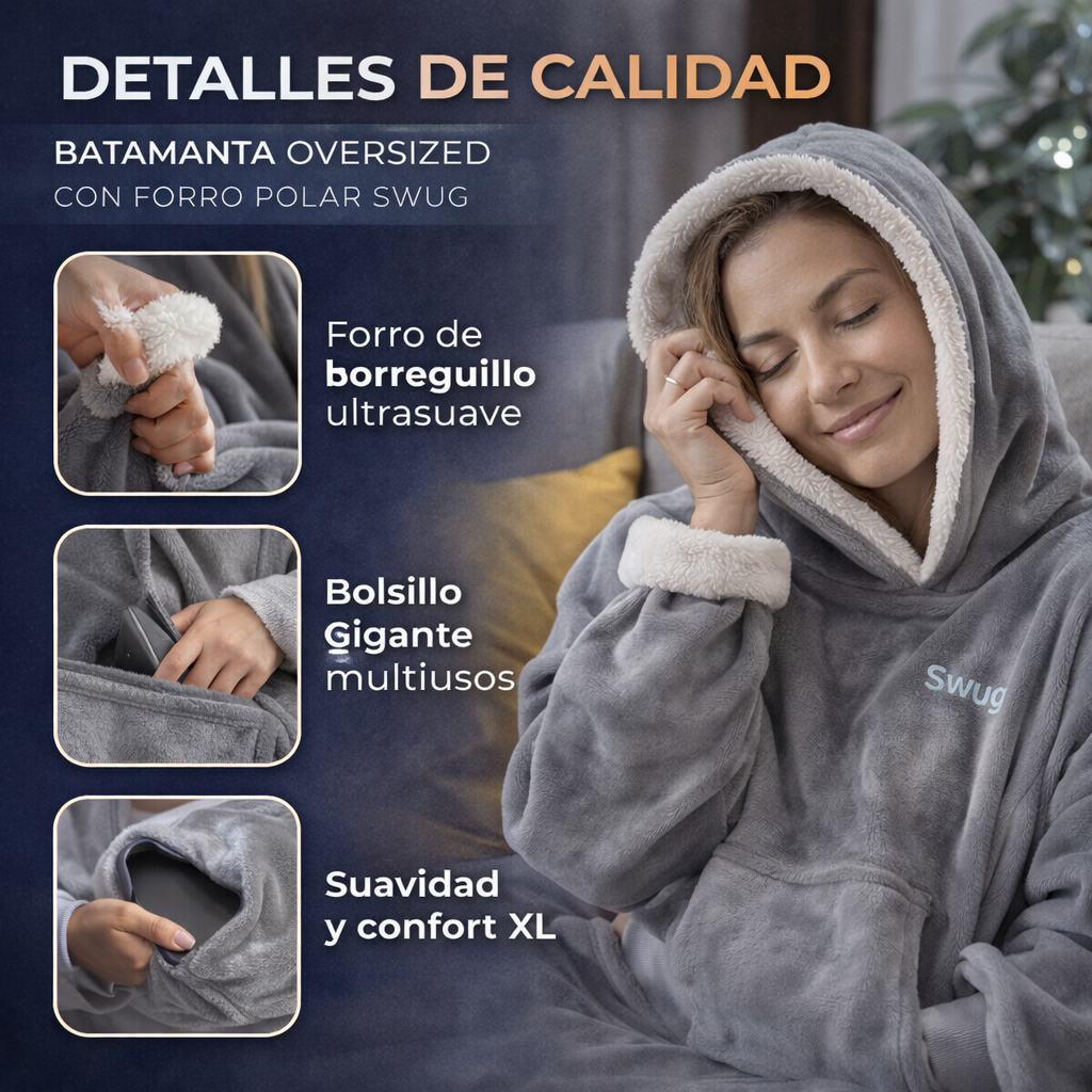 ❄️ Batamanta Sudadera Oversized con Forro Polar e Bolsillo Central GIGANTE + REGALO EXCLUSIVO 🔥
