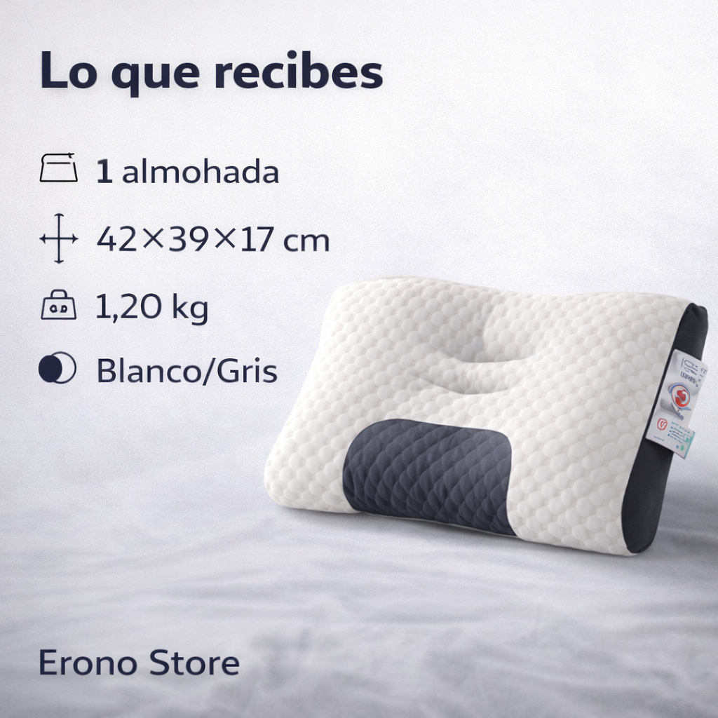 DreamSpa™ — Almohada Ergonómica 3D · Duerme Sin Dolor Cervical Desde la Primera Noche