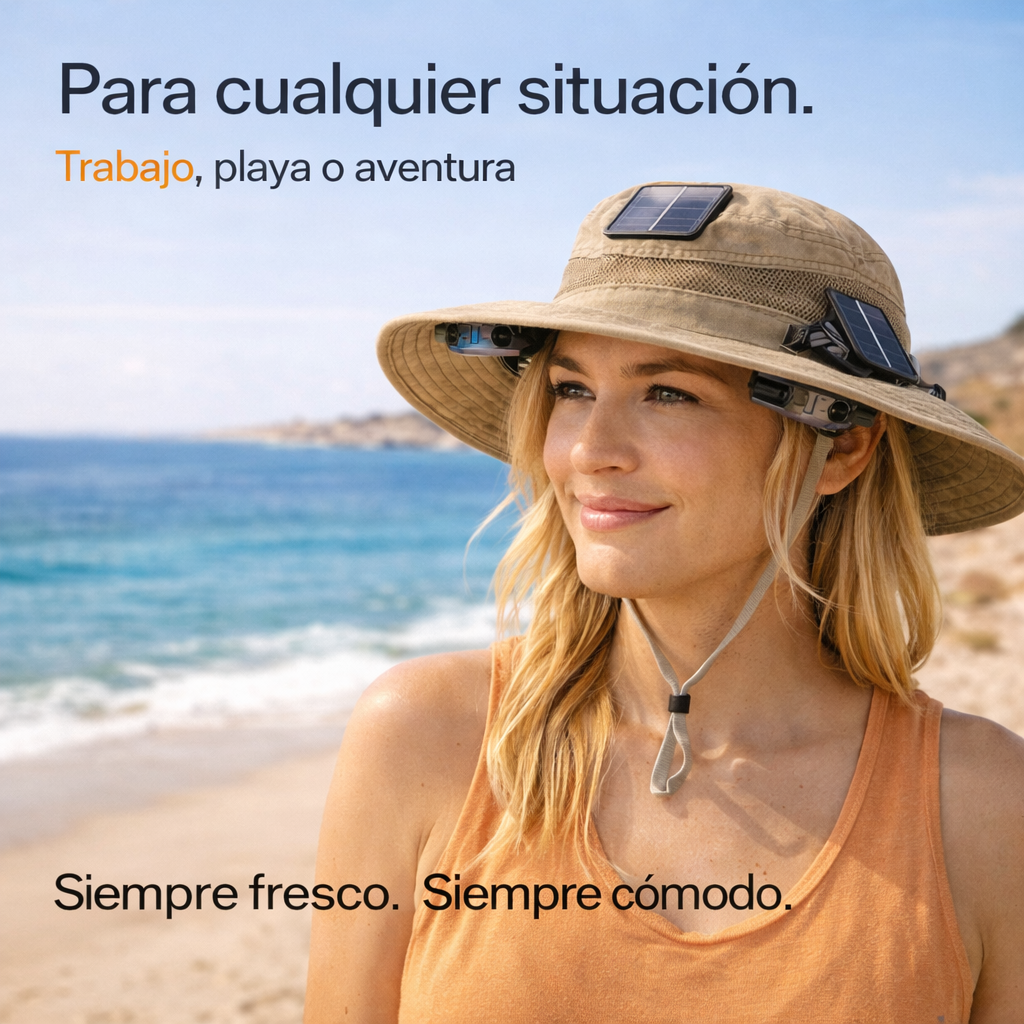 ☀️ Solarix Sombrero Anticalor con Enfriamiento Solar + Descuento de Verano  - Hasta -50% HOY 🔥