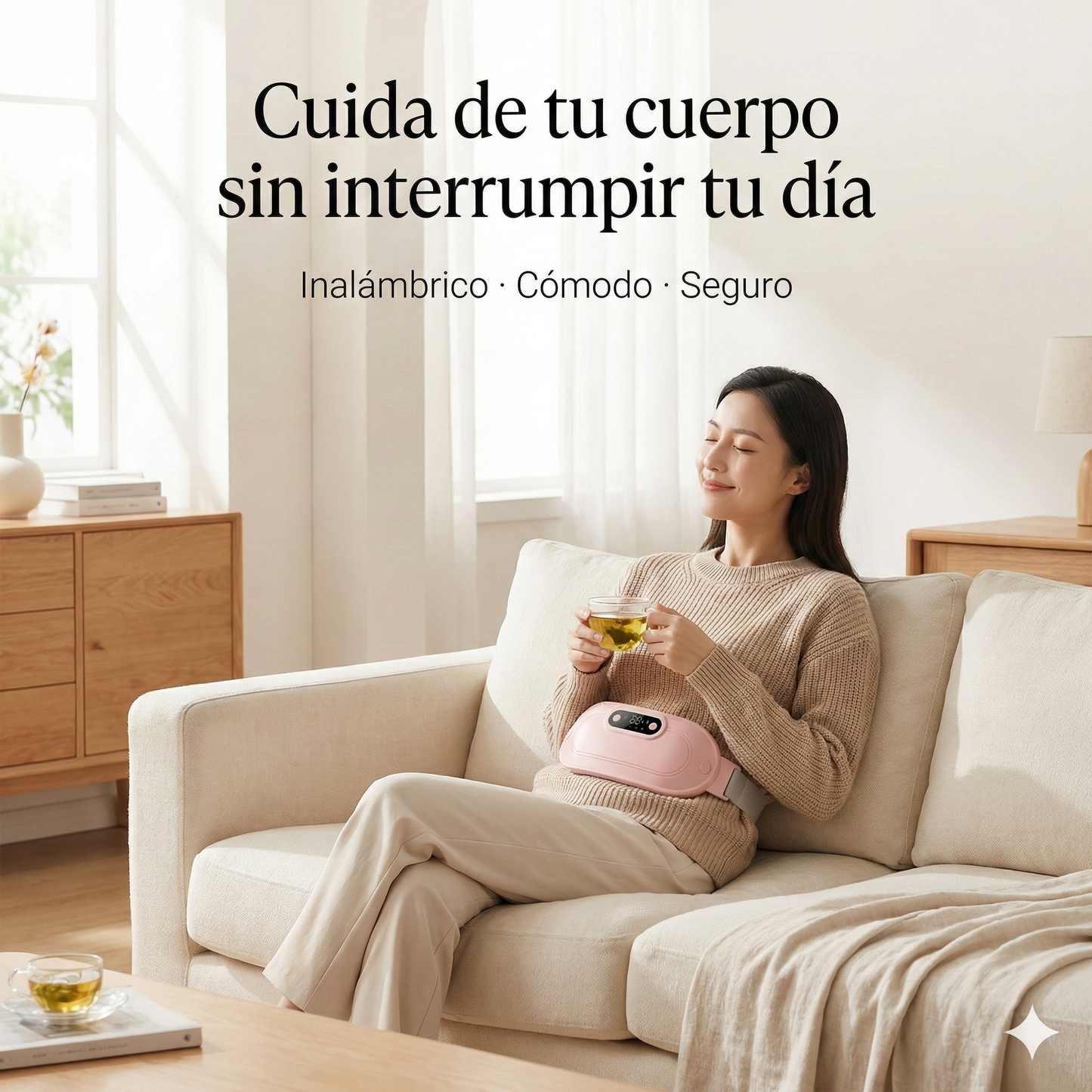🌸 CINTURÓN TÉRMICO CON MASAJE PARA CÓLICOS MENSTRUALES 🔥