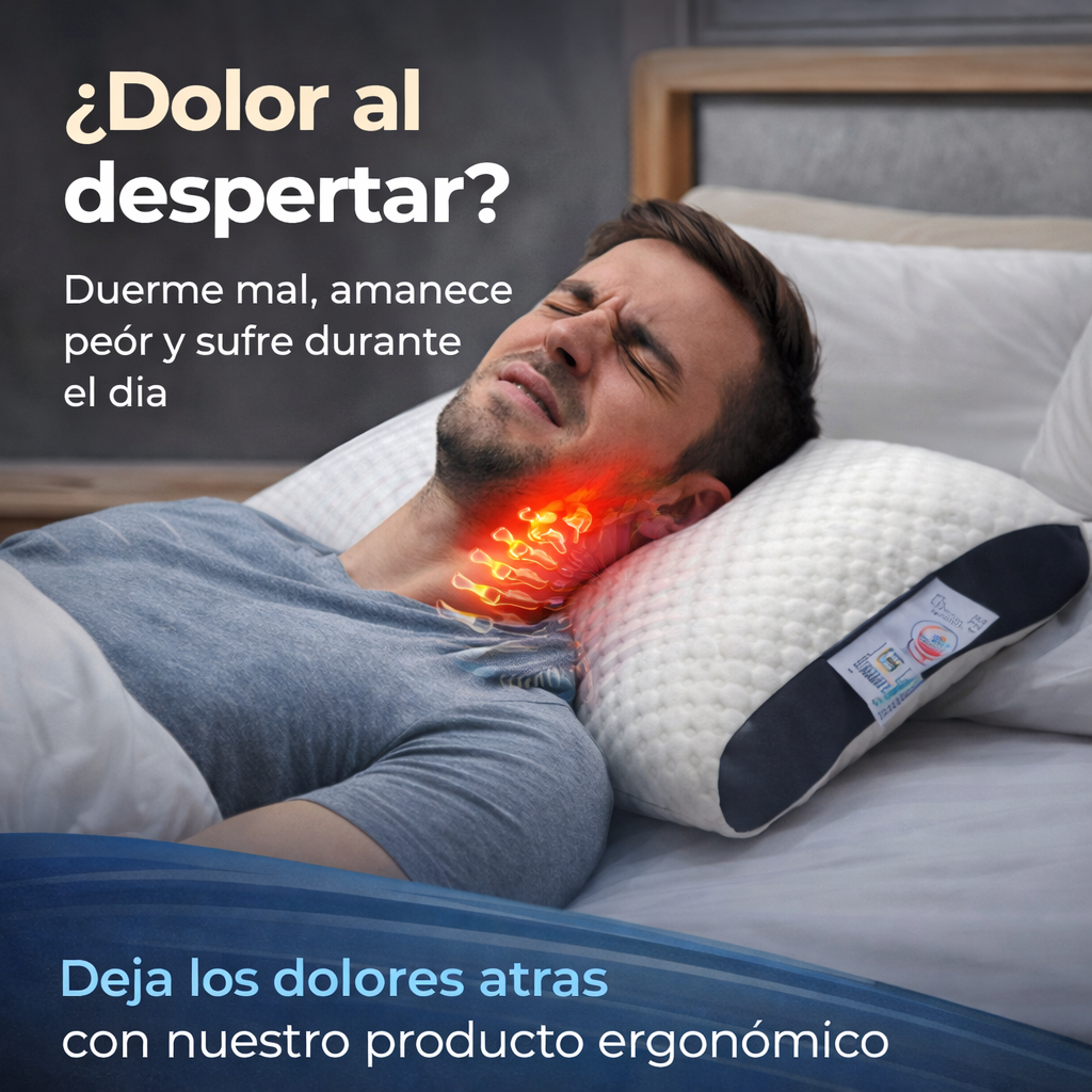 DreamSpa™ — Almohada Ergonómica 3D · Duerme Sin Dolor Cervical Desde la Primera Noche