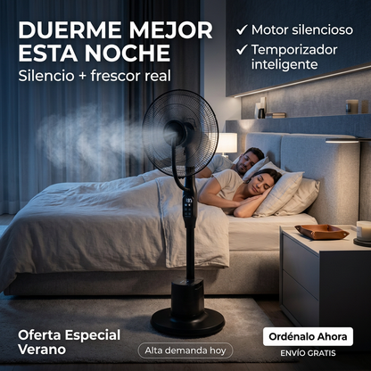 FrostAir Elite™ — Ventilador Nebulizador Premium · Refresca tu casa 7°C en minutos