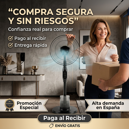 FrostAir Elite™ — Ventilador Nebulizador Premium · Refresca tu casa 7°C en minutos