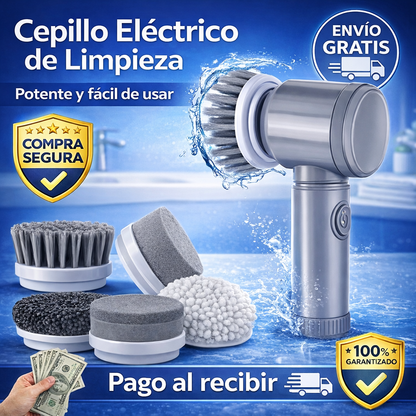 🧽 Depurador giratorio eléctrico, cepillo de limpieza inalámbrico para baño, depurador eléctrico con 5 cabezales de cepillo reemplazables ⚡