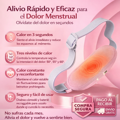 🌸 CINTURÓN TÉRMICO CON MASAJE PARA CÓLICOS MENSTRUALES 🔥