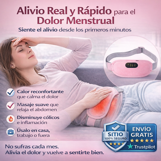 🌸 CINTURÓN TÉRMICO CON MASAJE PARA CÓLICOS MENSTRUALES 🔥