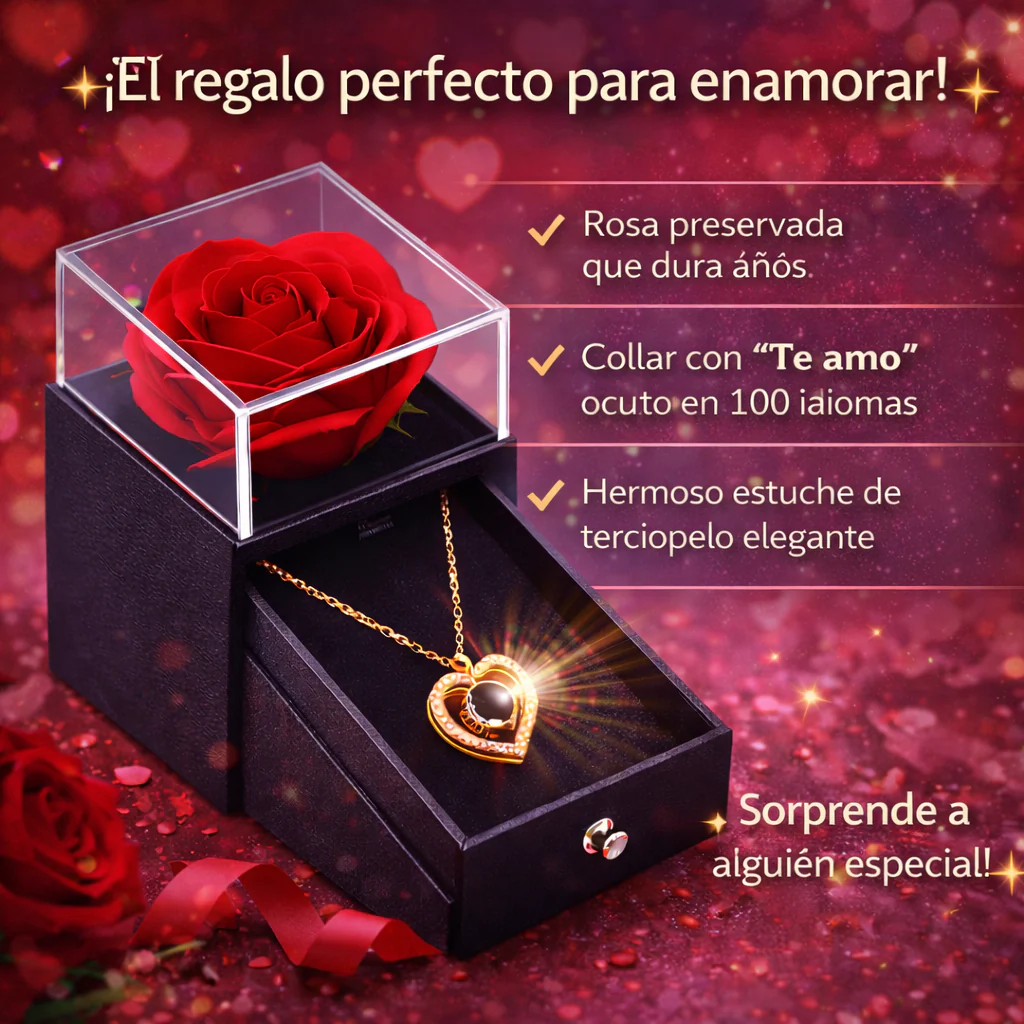 💖 Regalo Exclusivo San Valentín – Collar Rose “Te Amo” en 100 Idiomas