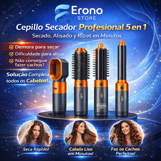 ✨ SalonLuxe – Cepillo Secador Profesional 5 en 1 | Caja Premium + 5 Cabezales Profesionales + ¡REGALO EXCLUSIVO! 🔥