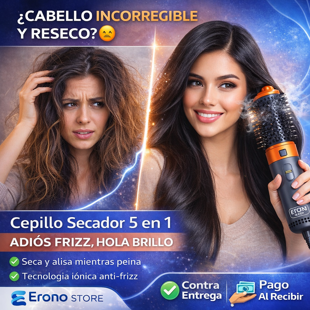 ✨ SalonLuxe – Cepillo Secador Profesional 5 en 1 | Caja Premium + 5 Cabezales Profesionales + ¡REGALO EXCLUSIVO! 🔥