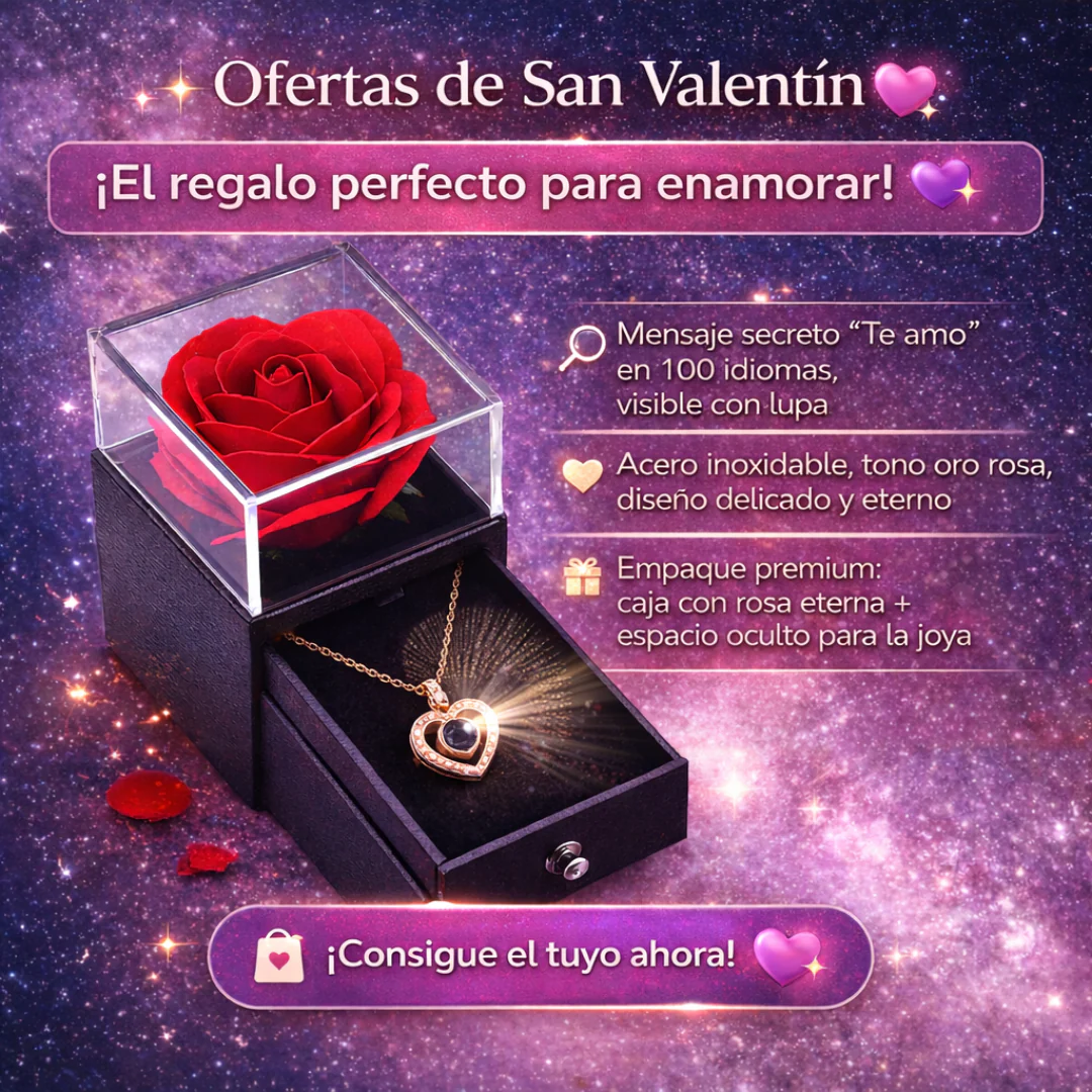 💖 Regalo Exclusivo San Valentín – Collar Rose “Te Amo” en 100 Idiomas