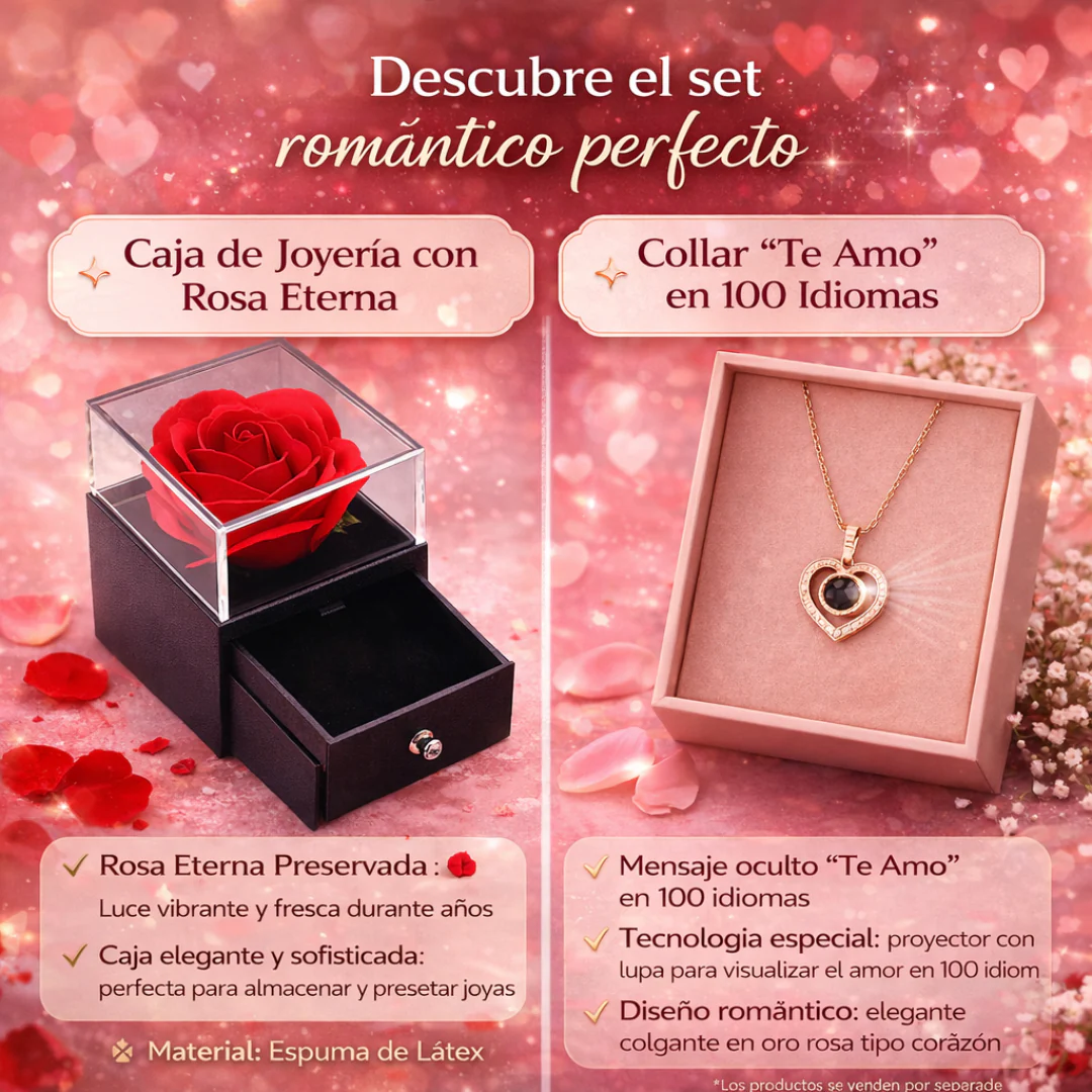 💖 Regalo Exclusivo San Valentín – Collar Rose “Te Amo” en 100 Idiomas