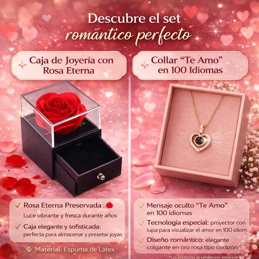 💖 Regalo Exclusivo San Valentín – Collar Rose “Te Amo” en 100 Idiomas