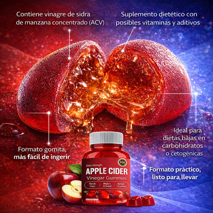🍎 Gomitas de Vinagre de Manzana Premium – 60 Unidades | Sabor Delicioso y Bienestar Diario ✨