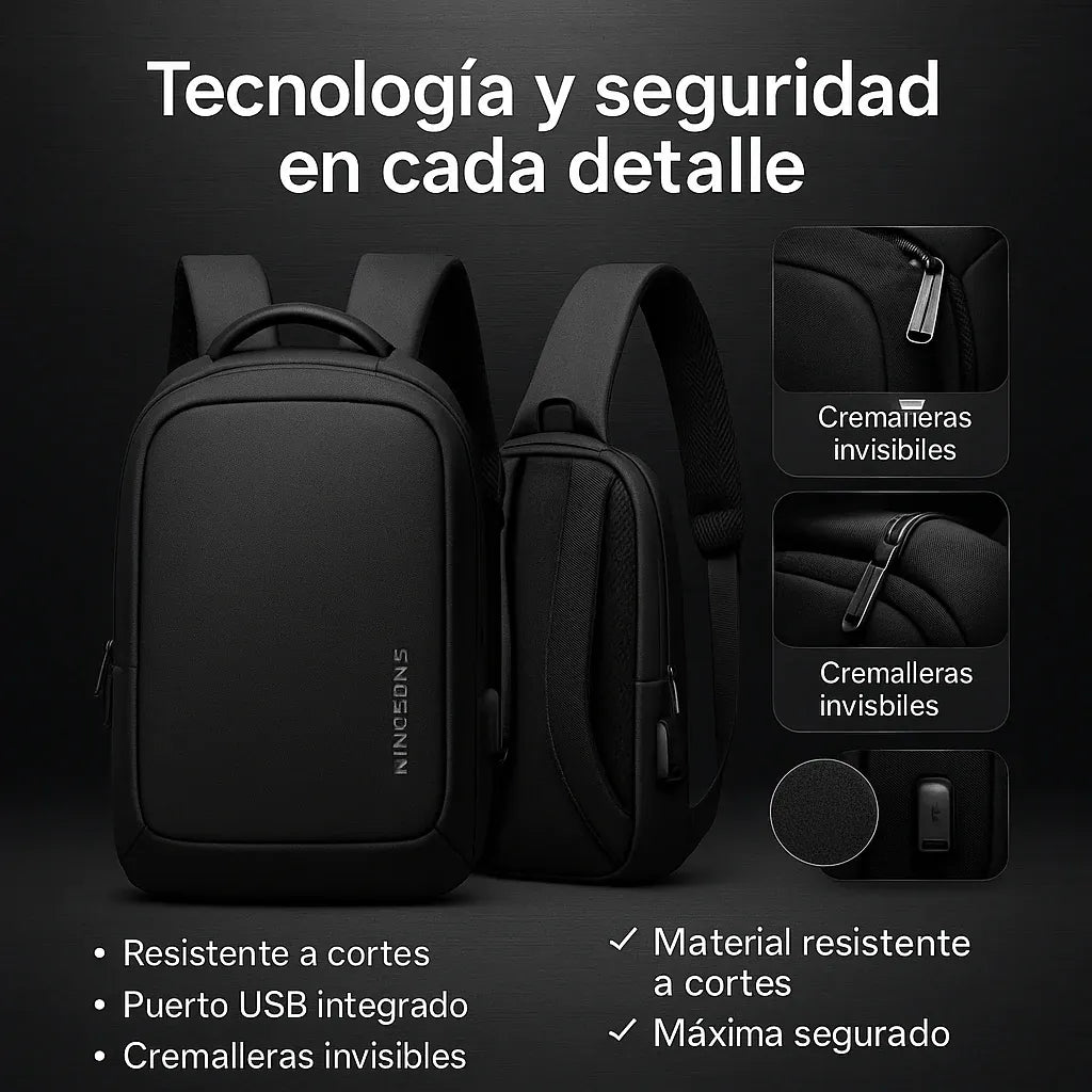 Bolso cruzado antirrobo negro - 70% SOLO HOY ¡APROVECHA AHORA!