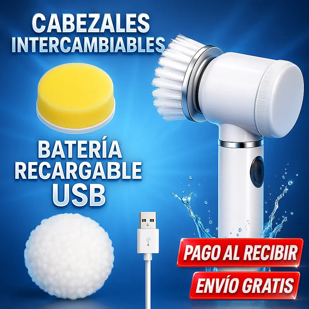 🧽 Depurador giratorio eléctrico, cepillo de limpieza inalámbrico para baño, depurador eléctrico con 5 cabezales de cepillo reemplazables ⚡