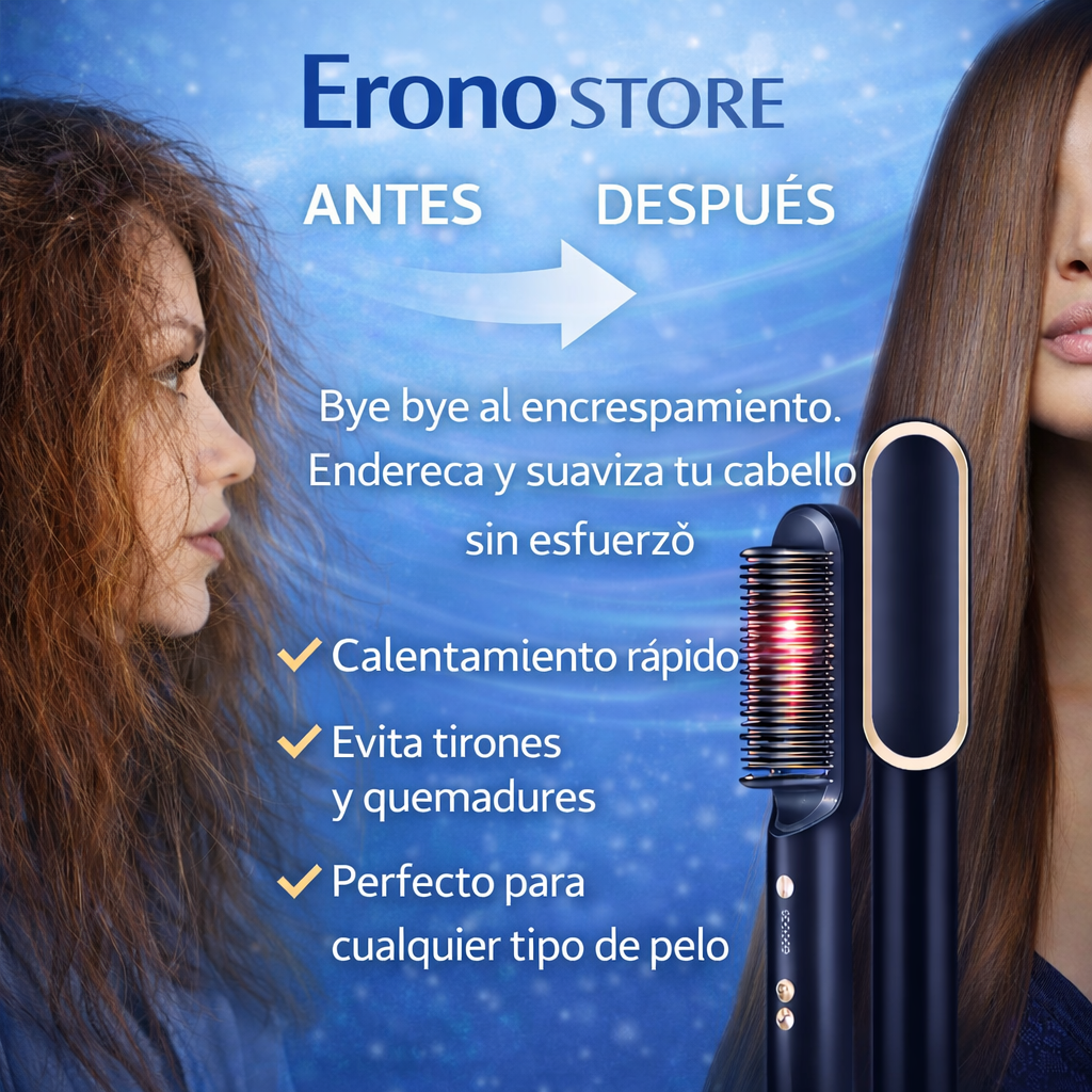 ⚡ Cepillo Alisador Cerámico Profesional 2 en 1 – Alisa, Moldea y Reduce el Frizz en Minutos 💇‍♀️