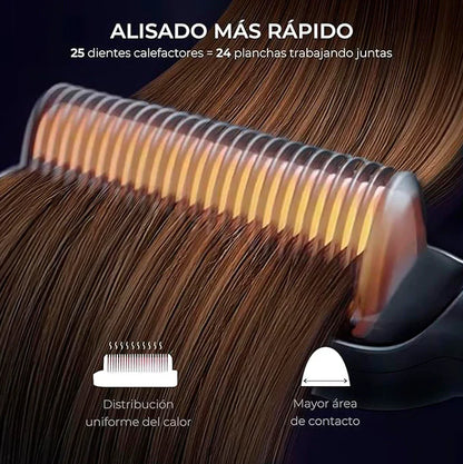 ⚡ Cepillo Alisador Cerámico Profesional 2 en 1 – Alisa, Moldea y Reduce el Frizz en Minutos 💇‍♀️